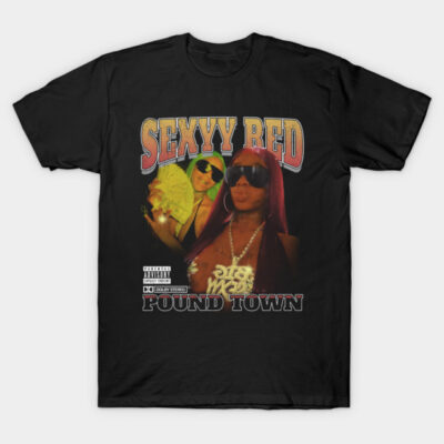 Black graphic t-shirt with bold text design, featuring vibrant colors and artistic style, perfect for casual wear.