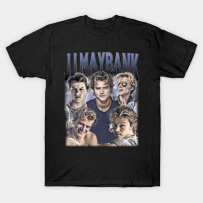Black graphic t-shirt featuring artistic collage design, casual wear, made from soft cotton blend.