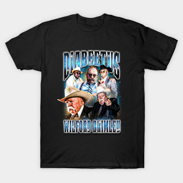 Black graphic tee featuring retro collage design, bold "Diabeetus" text, casual wear, cotton material.