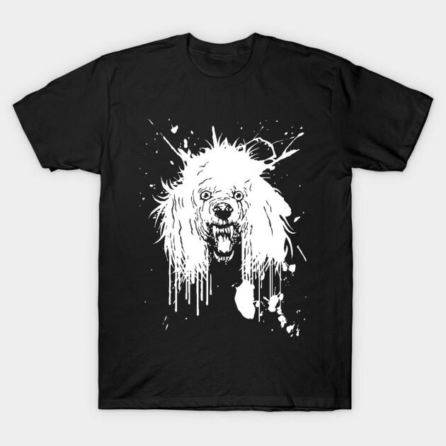 Le Chien T-Shirt 1 Black T-shirt with white graphic of an artistic dog face design, casual style, cotton material, unisex.