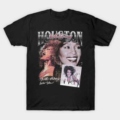 Black graphic t-shirt featuring vintage music design, ideal for casual wear, 100% cotton material.