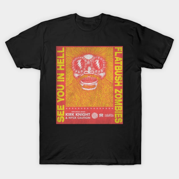 See you in hell T-Shirt 1 Black graphic tee with bold red and yellow design, featuring text and artistic illustration. Casual cotton streetwear.