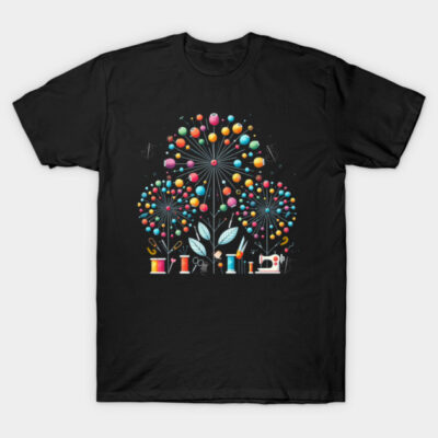 Sewing Dandelion Flower Art T-Shirt by Tesszero