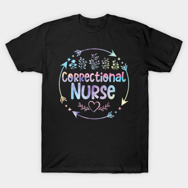 Correctional Nurse cute floral watercolor T-Shirt by ARTBYHM
