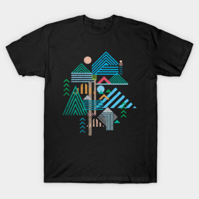 Retro Geometric Mountains T-Shirt by Vanphirst