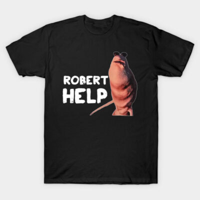 "Black novelty t-shirt with humorous text and unique character graphic, casual wear, cotton blend material."