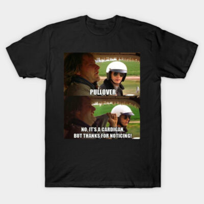 Black T-shirt with funny text and image, casual wear, cotton material, perfect for humor lovers and everyday style.