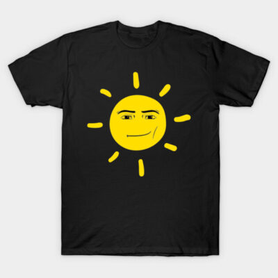 Black T-shirt with a yellow sun graphic, casual style, cotton material, ideal for everyday wear.