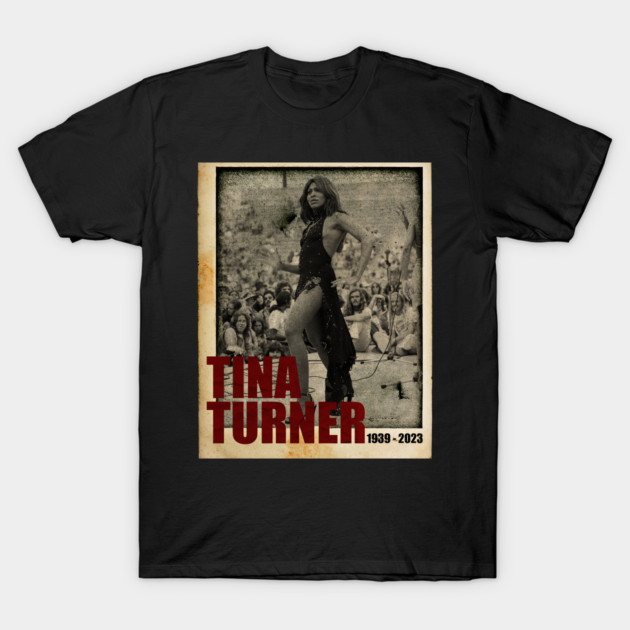 Black vintage-style T-shirt with retro concert print, featuring bold text and distressed design, perfect for music fans.