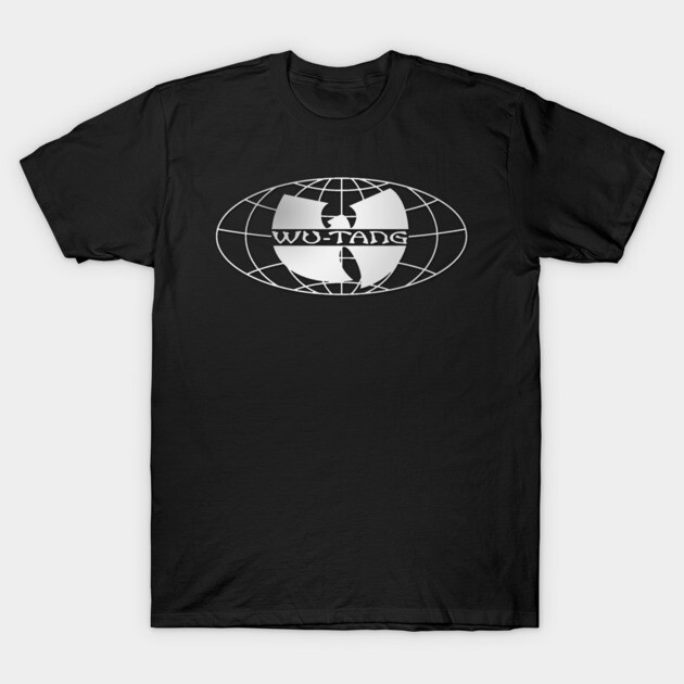Black t-shirt with iconic Wu-Tang logo in white, casual style, made from soft cotton for comfortable everyday wear.