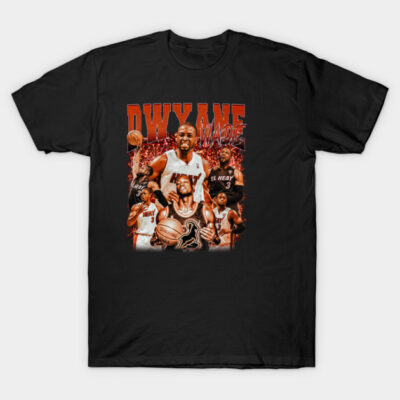 Black basketball-themed graphic T-shirt, featuring vibrant red and white design, perfect for casual wear and sports fans.
