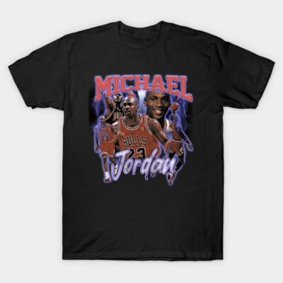Black graphic t-shirt featuring basketball-themed design, ideal for sports fans, cotton material, casual wear.