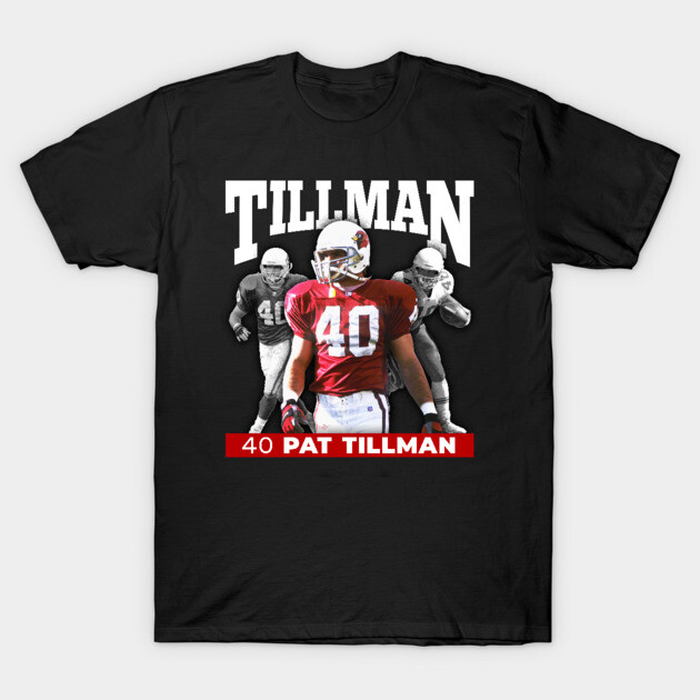 Black graphic t-shirt featuring sports-themed design with red accents, ideal for casual wear.
