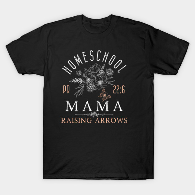 Black "Homeschool Mama" t-shirt with floral design, casual style, cotton material, ideal for homeschooling parents.