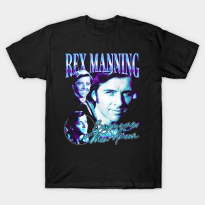 "Black graphic t-shirt with retro design, vibrant text and images, perfect for casual wear and pop culture enthusiasts."