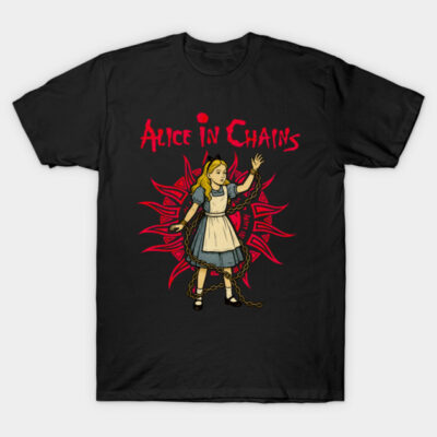 Black graphic t-shirt featuring a whimsical design with red text, ideal for casual wear. 100% cotton, unisex style.