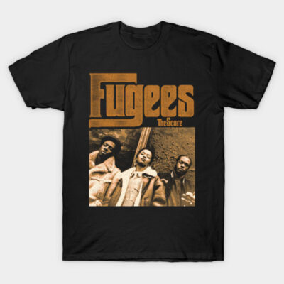 Black Fugees "The Score" album cover graphic t-shirt, vintage style, cotton, casual wear.