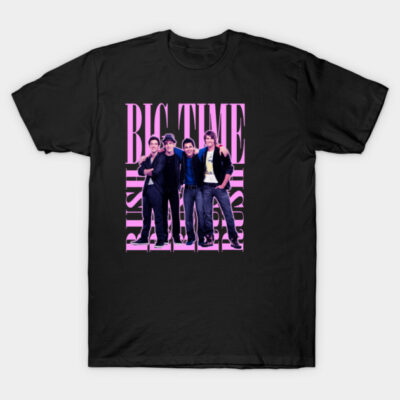 Black cotton T-shirt featuring colorful graphic design with bold text, perfect for casual wear and music fans.