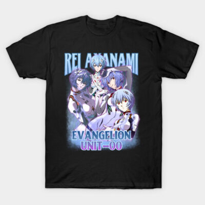 Black anime-themed t-shirt featuring blue graphic design, perfect for casual wear and fans of animated series.