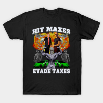 Black graphic t-shirt with bold text, featuring cars and abstract muscular design. Ideal for casual wear.
