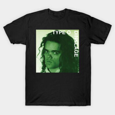 Black graphic t-shirt with green-themed design featuring bold text, perfect for casual wear and style expression.