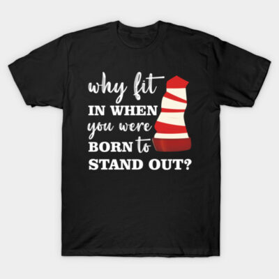 Black unisex t-shirt with bold white text and red-striped graphic, perfect for casual wear and self-expression.
