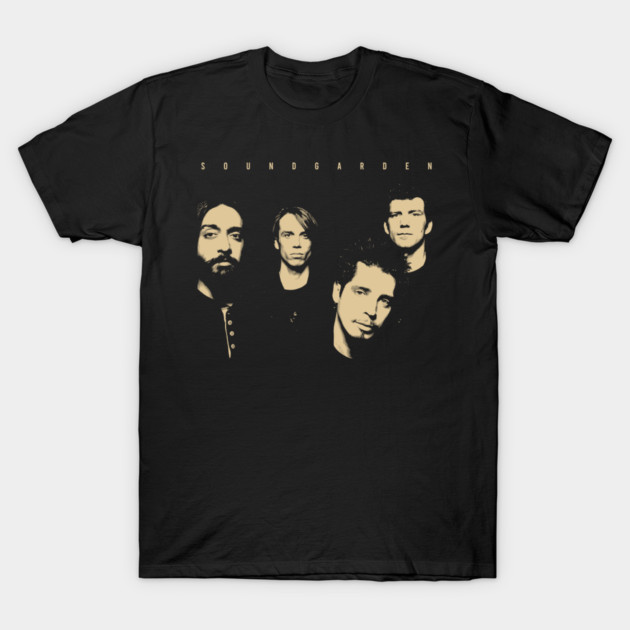 Black Soundgarden band t-shirt, vintage style, featuring classic album cover design, perfect for rock music fans.