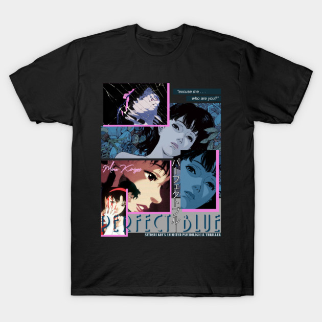 Black graphic t-shirt featuring anime collage design, colorful illustrations, casual wear, cotton material.