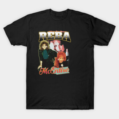 Black graphic t-shirt with retro design, featuring artistic portraits and bold text, casual wear for music fans.