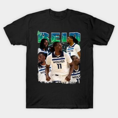 Black Wolves basketball graphic t-shirt featuring multiple players in white jerseys. Casual sports fan apparel.