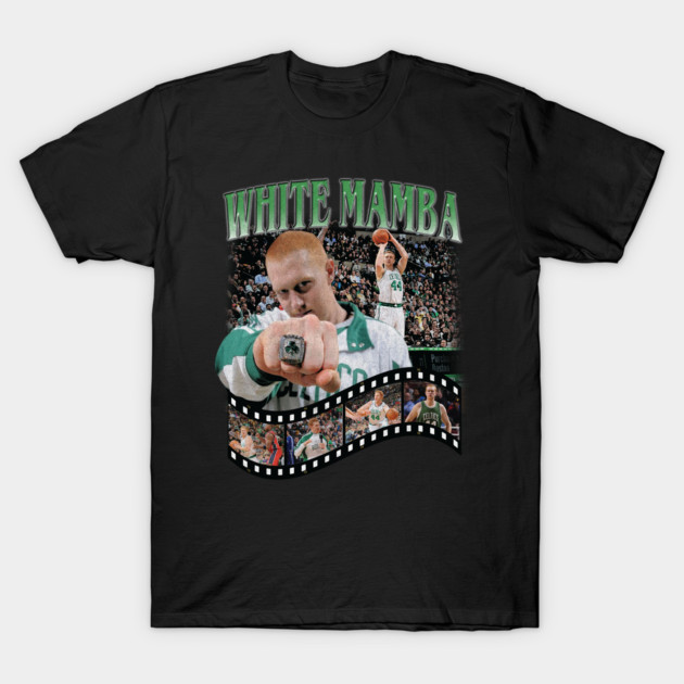 Black "White Mamba" graphic t-shirt featuring sports-themed design, ideal for casual wear or sports fans.