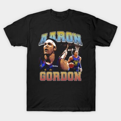 Black graphic t-shirt featuring a basketball theme with bold lettering, suitable for casual wear.