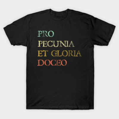 Black T-shirt with multicolor Latin phrase, casual style, cotton material, perfect for everyday wear.