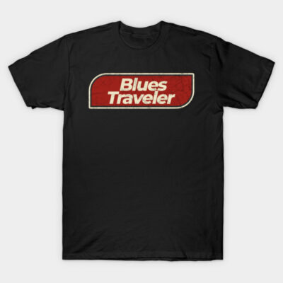 Black cotton t-shirt with vintage red graphic design, ideal for casual wear and music lovers.