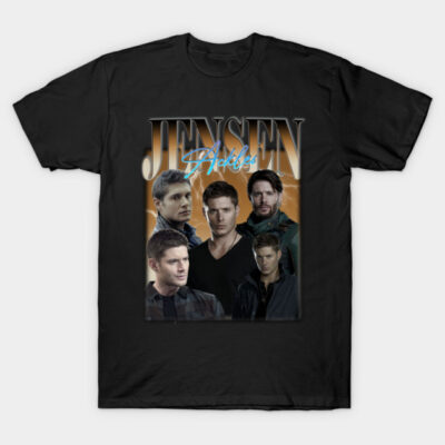 Black graphic t-shirt featuring multiple character portraits, ideal for casual wear, made of soft cotton material.