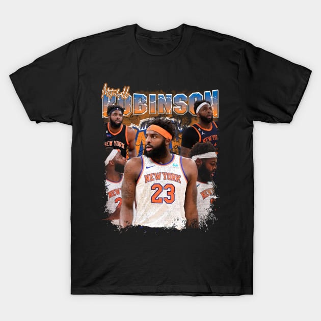 Black basketball-themed T-shirt with collage design, featuring vibrant New York text and player graphics.