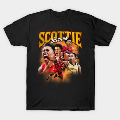 Black graphic t-shirt with vibrant basketball design, featuring dynamic action shots. Ideal for sports fans and casual wear.