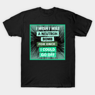 Black T-shirt with bold text graphic, casual style, perfect for everyday wear. Cotton material for comfort and durability.