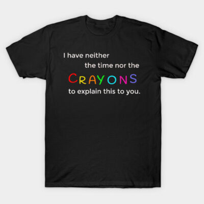Black cotton t-shirt with colorful text print, casual style, perfect for everyday wear.