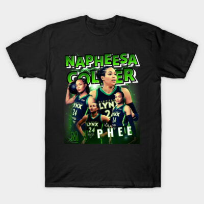 Black basketball-themed t-shirt with green text and player graphics, perfect for sports fans or casual wear.