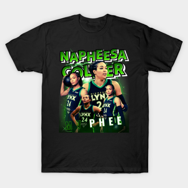 Black basketball-themed t-shirt with green text and player graphics, perfect for sports fans or casual wear.