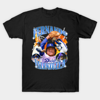 "Black baseball graphic t-shirt with colorful player design and bold lettering, casual sportswear."