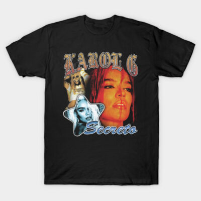 Black graphic t-shirt featuring bold text and colorful artistic design, perfect for casual wear.