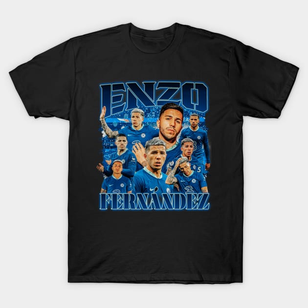 Black graphic t-shirt with blue sports-themed design, casual wear, cotton material.