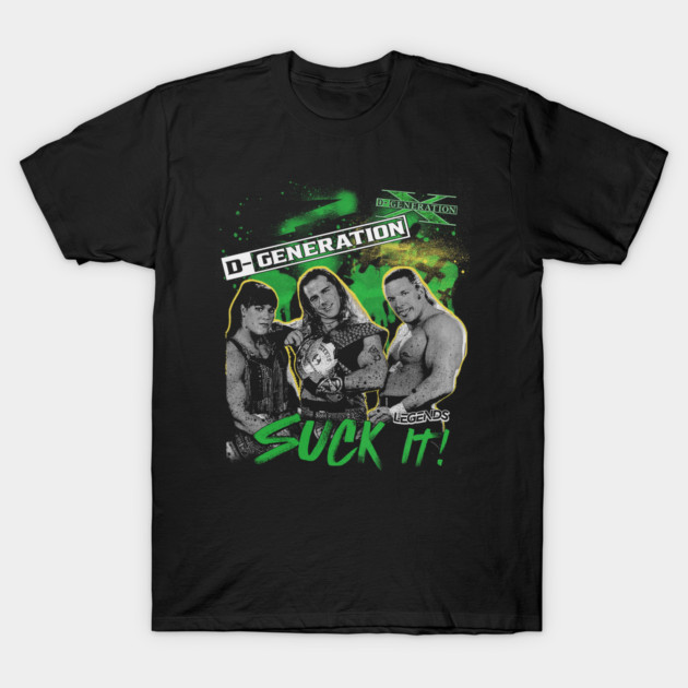 Black graphic t-shirt featuring bold text and colorful design, perfect for casual wear and fans of unique styles.