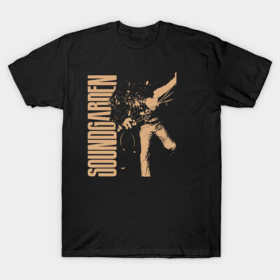 Black Soundgarden graphic tee with vintage-style print, casual cotton shirt for music fans.