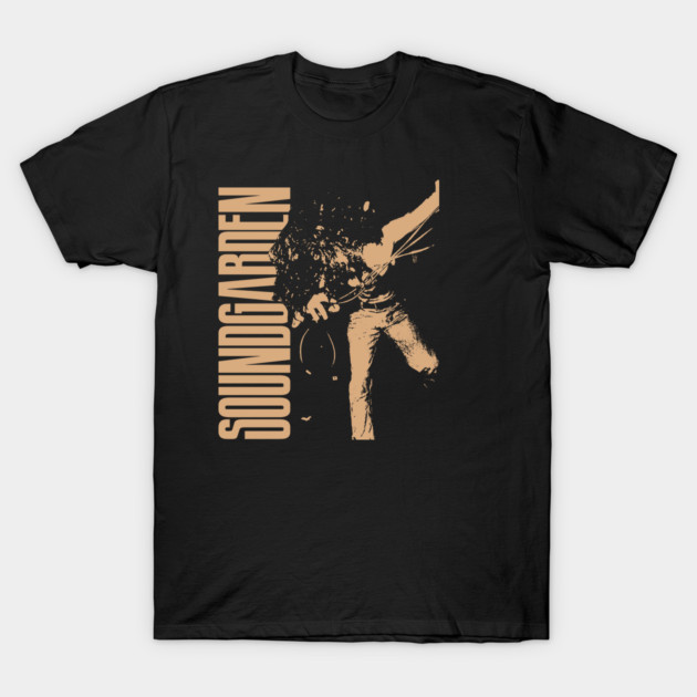 Black Soundgarden graphic tee with vintage-style print, casual cotton shirt for music fans.