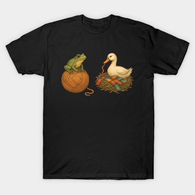frog Sewing And duck Quilting T-Shirt 1 frog Sewing And duck Quilting T-Shirt by badrianovic