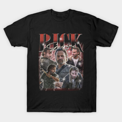 Black graphic T-shirt featuring illustrated characters, casual style, perfect for fans, made of soft cotton blend material.