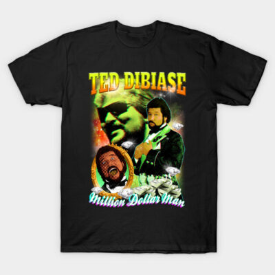 Black graphic t-shirt featuring colorful retro design with text, ideal for casual wear and fans of vintage style.